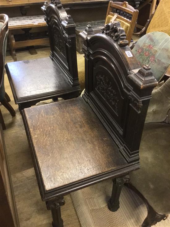 Pair carved oak chairs